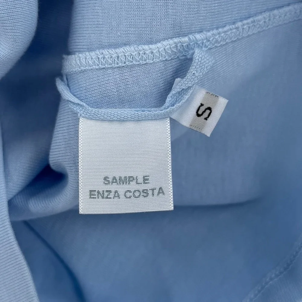 ENZA COSTA Supima Baby Rib Long Sleeve Cropped Top Womens Small Blue Crew Tee - Picture 12 of 12